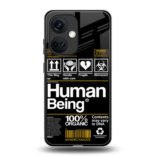 human being label back phone cover | glass case for oneplus nord ce 3