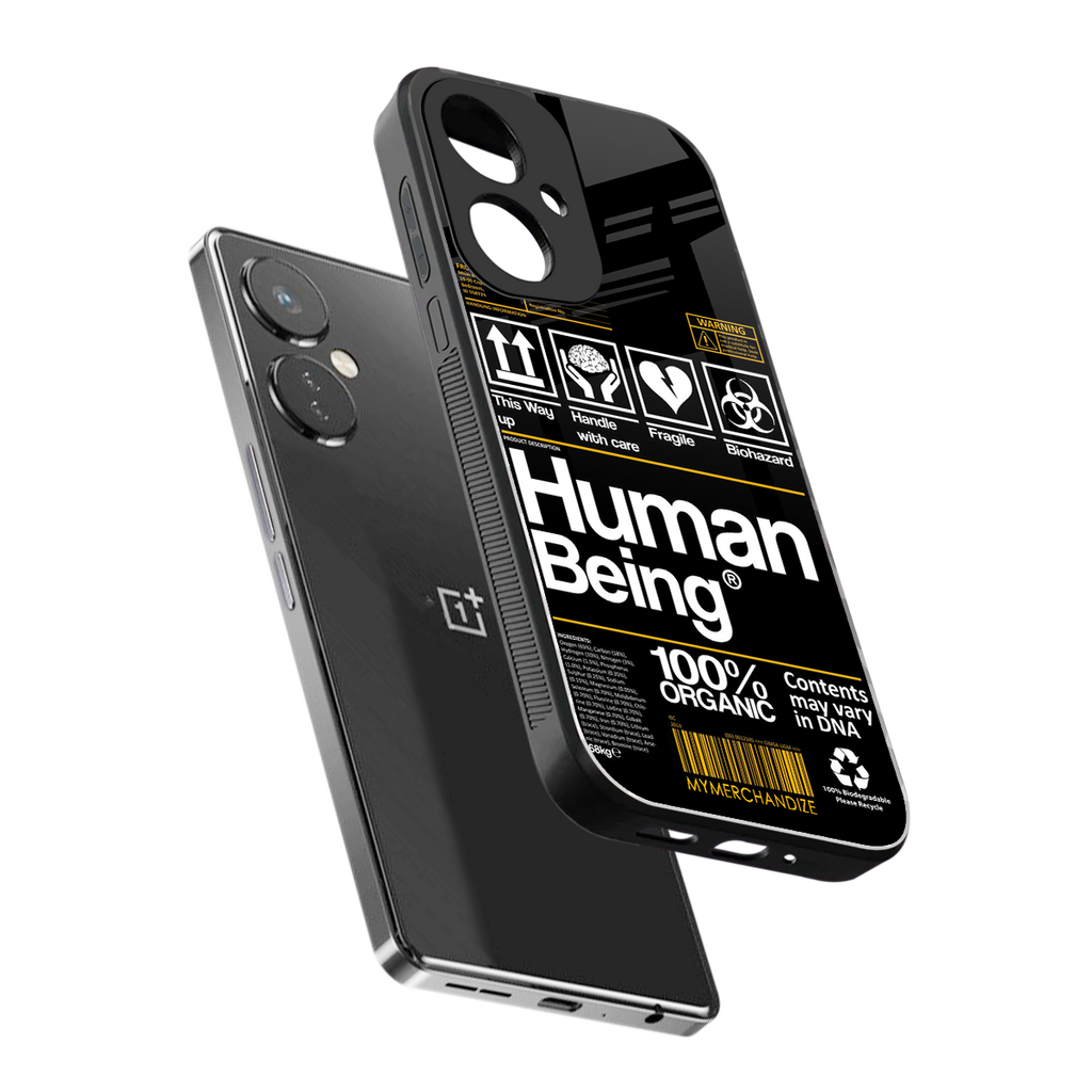 human being label back phone cover | glass case for oneplus nord ce 3