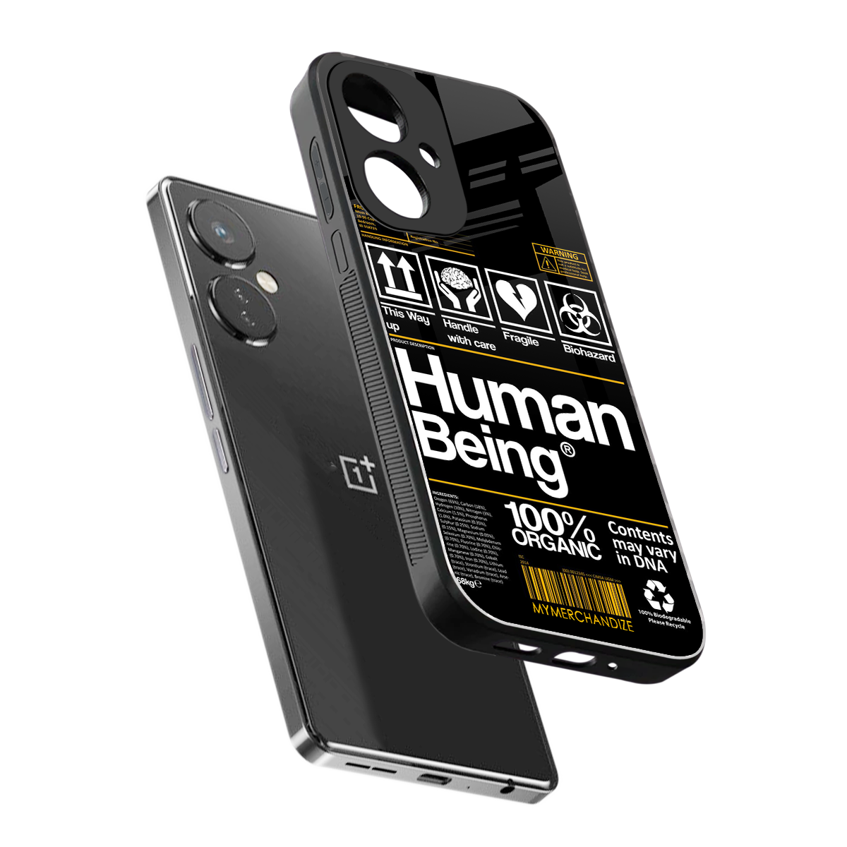 human being label back phone cover | glass case for oneplus nord ce 3
