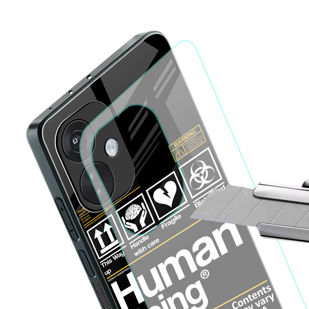 human being label back phone cover | glass case for oneplus nord ce 3