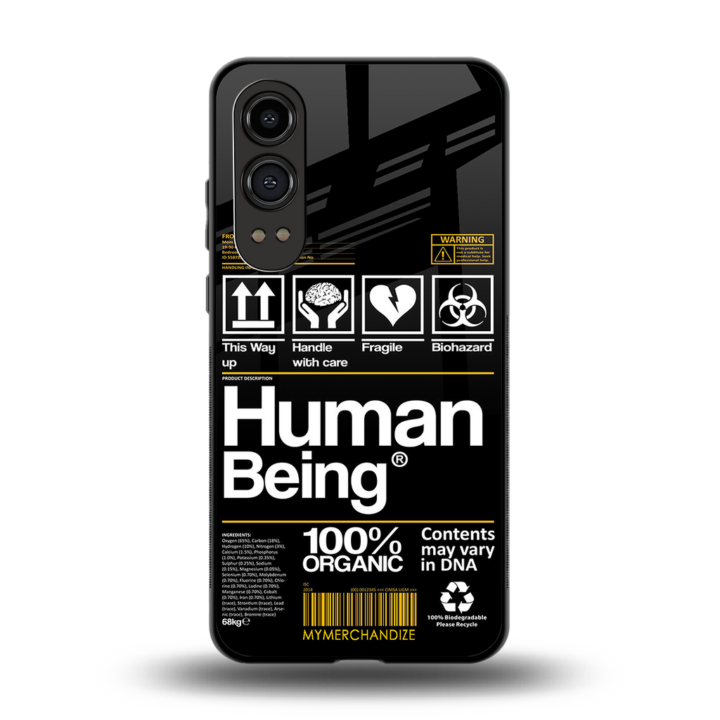 human being label back phone cover | glass case for oneplus nord ce 4 lite