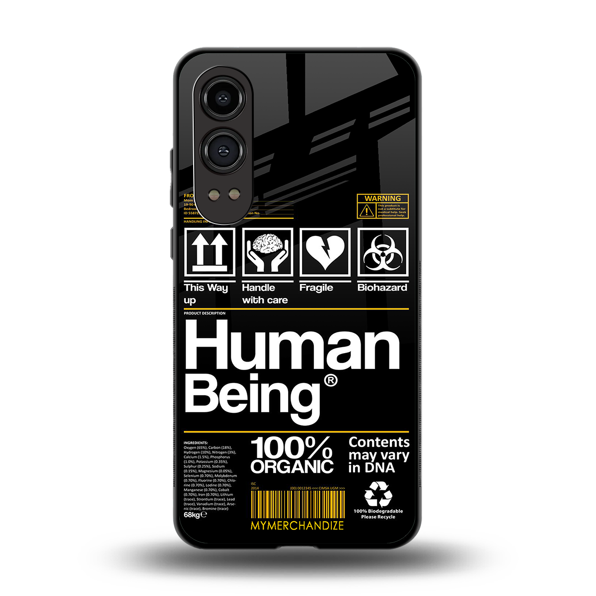 human being label back phone cover | glass case for oneplus nord ce 4 lite