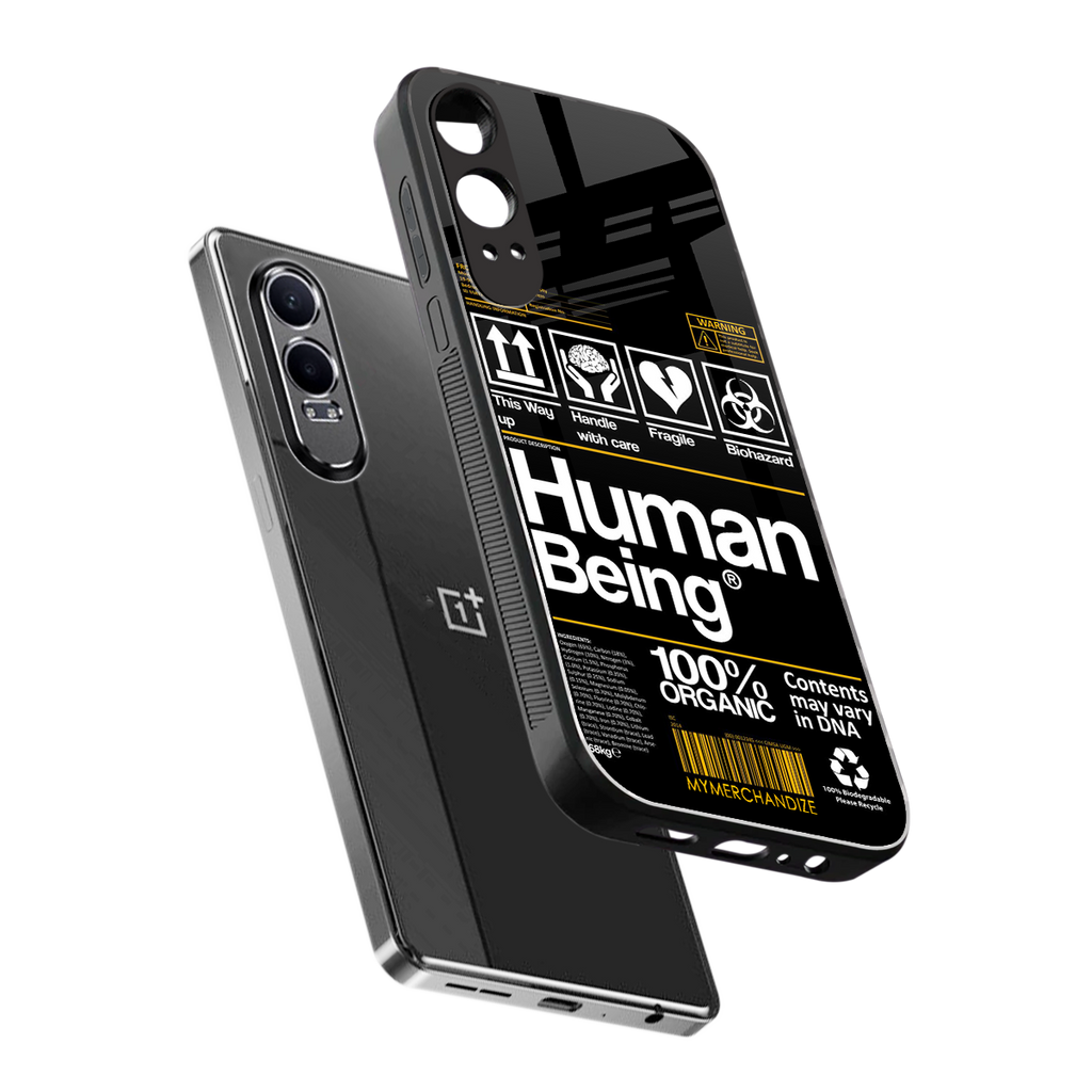 human being label back phone cover | glass case for oneplus nord ce 4 lite