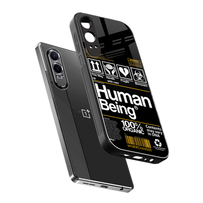 human being label back phone cover | glass case for oneplus nord ce 4 lite