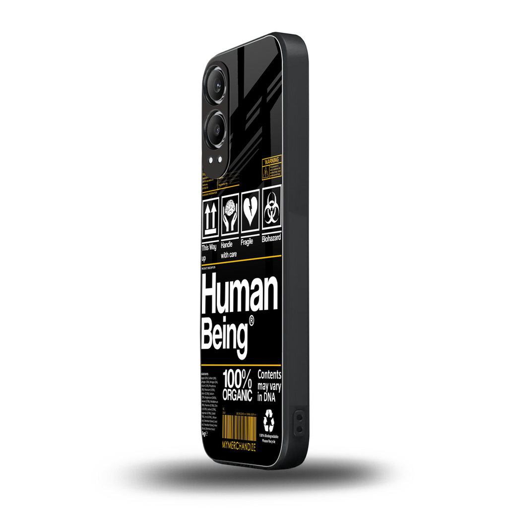 human being label back phone cover | glass case for oneplus nord ce 4 lite