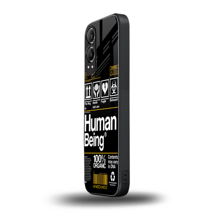 human being label back phone cover | glass case for oneplus nord ce 4 lite