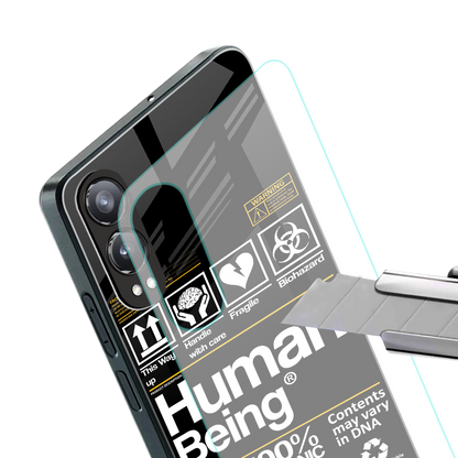 human being label back phone cover | glass case for oneplus nord ce 4 lite