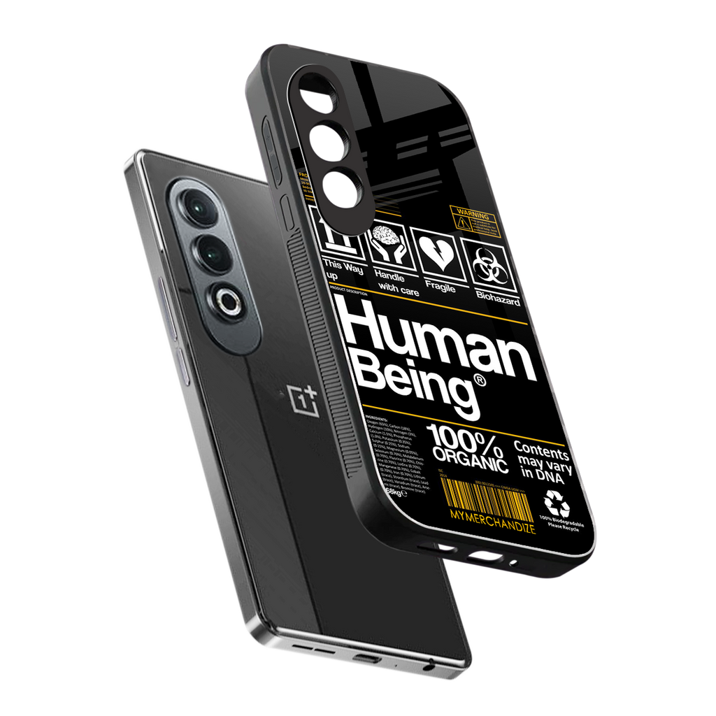 human being label back phone cover | glass case for oneplus nord ce 4