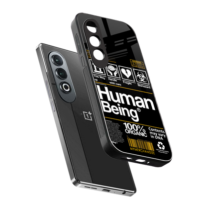 human being label back phone cover | glass case for oneplus nord ce 4