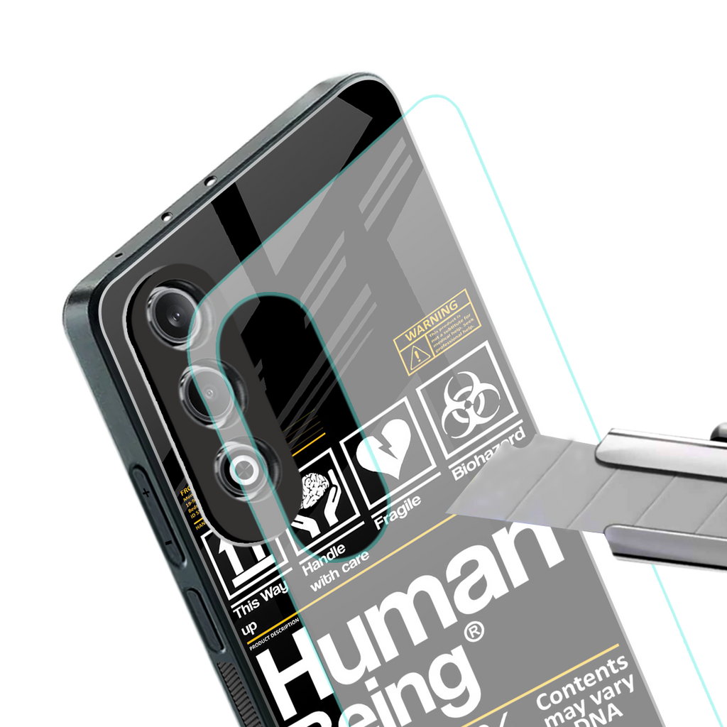 human being label back phone cover | glass case for oneplus nord ce 4