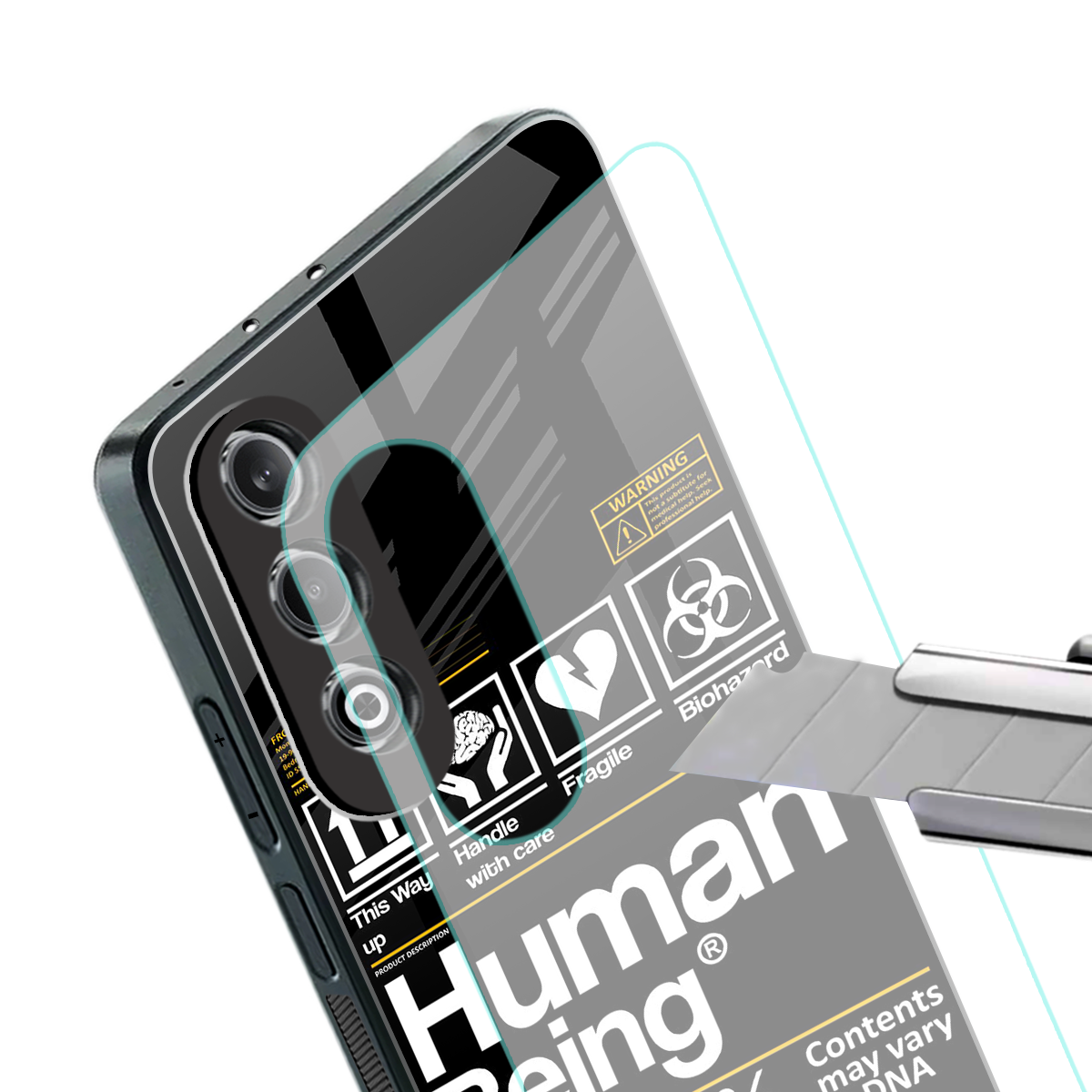 human being label back phone cover | glass case for oneplus nord ce 4