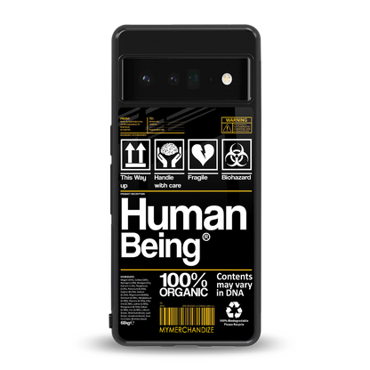 human being label back phone cover | glass case for google pixel 6 pro