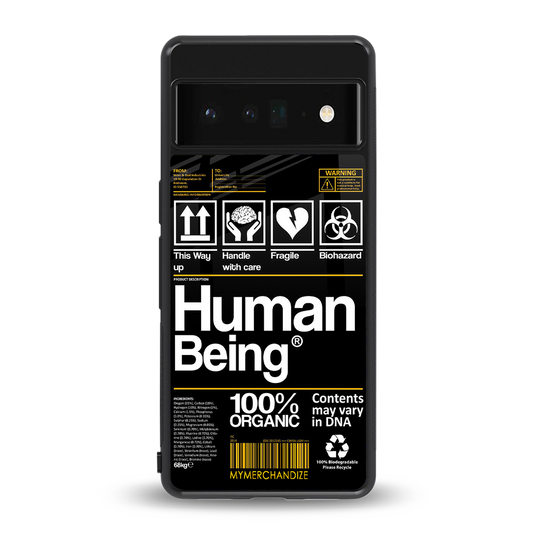 human being label back phone cover | glass case for google pixel 6 pro