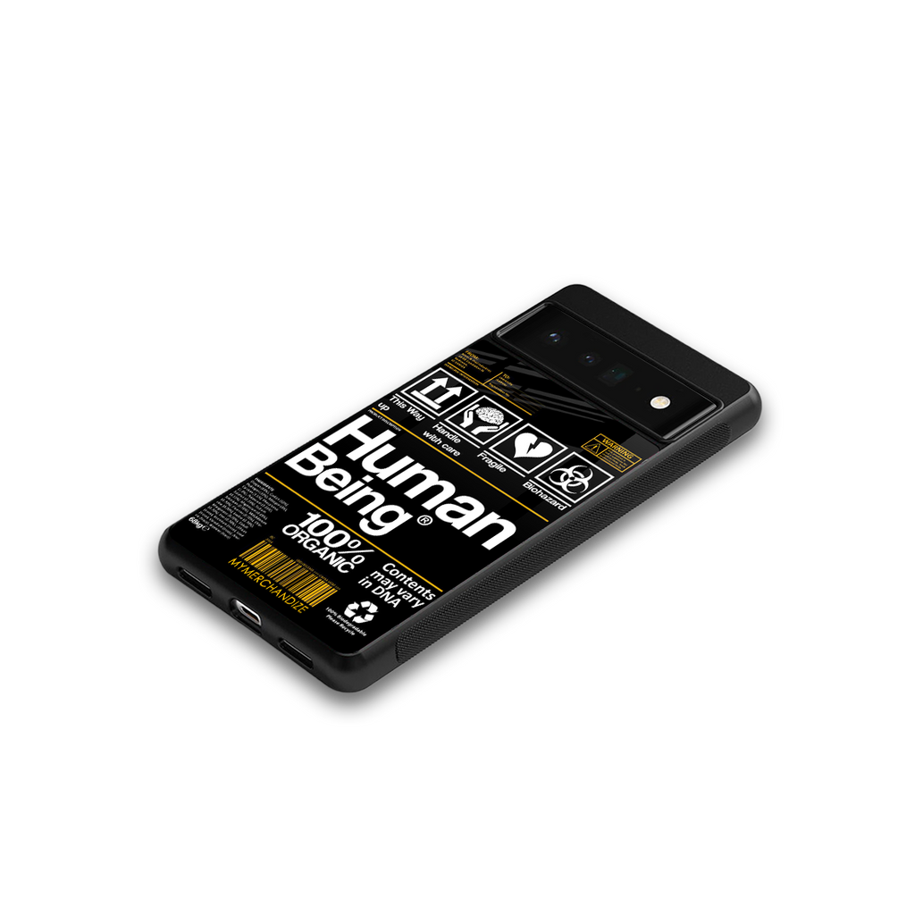 human being label back phone cover | glass case for google pixel 6 pro