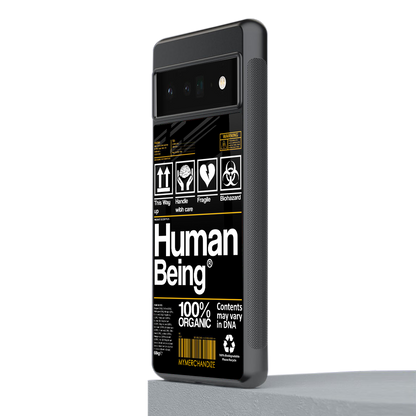 human being label back phone cover | glass case for google pixel 6 pro