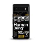 human being label back phone cover | glass case for Google Pixel 6A
