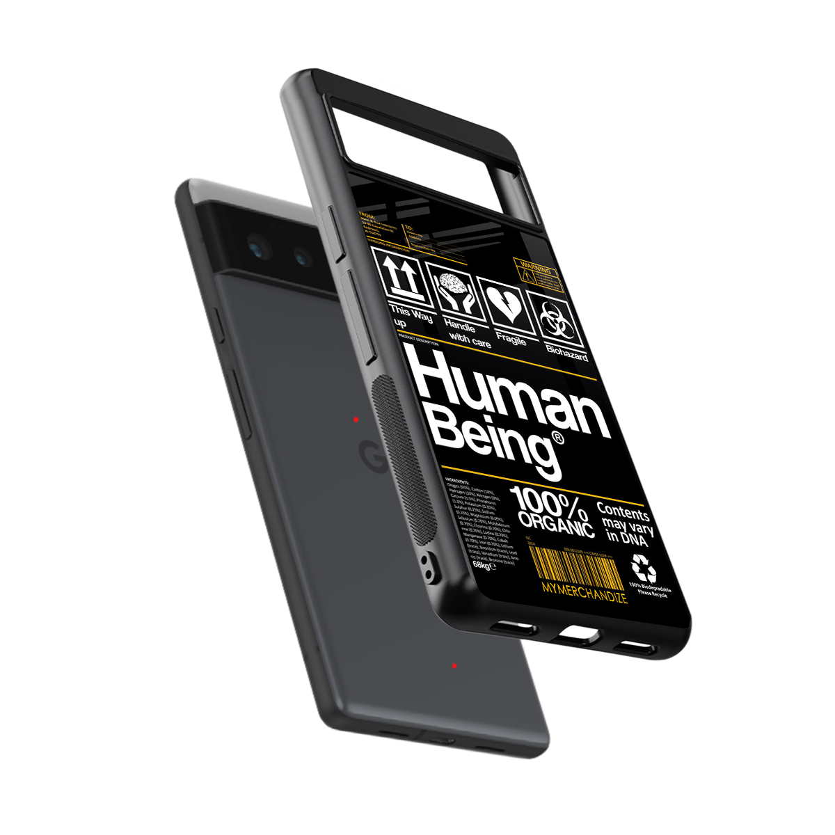 human being label back phone cover | glass case for google pixel 6