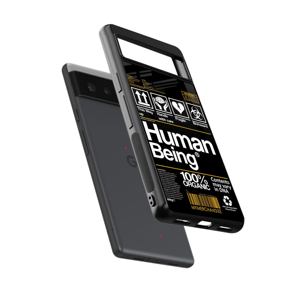 human being label back phone cover | glass case for Google Pixel 6A