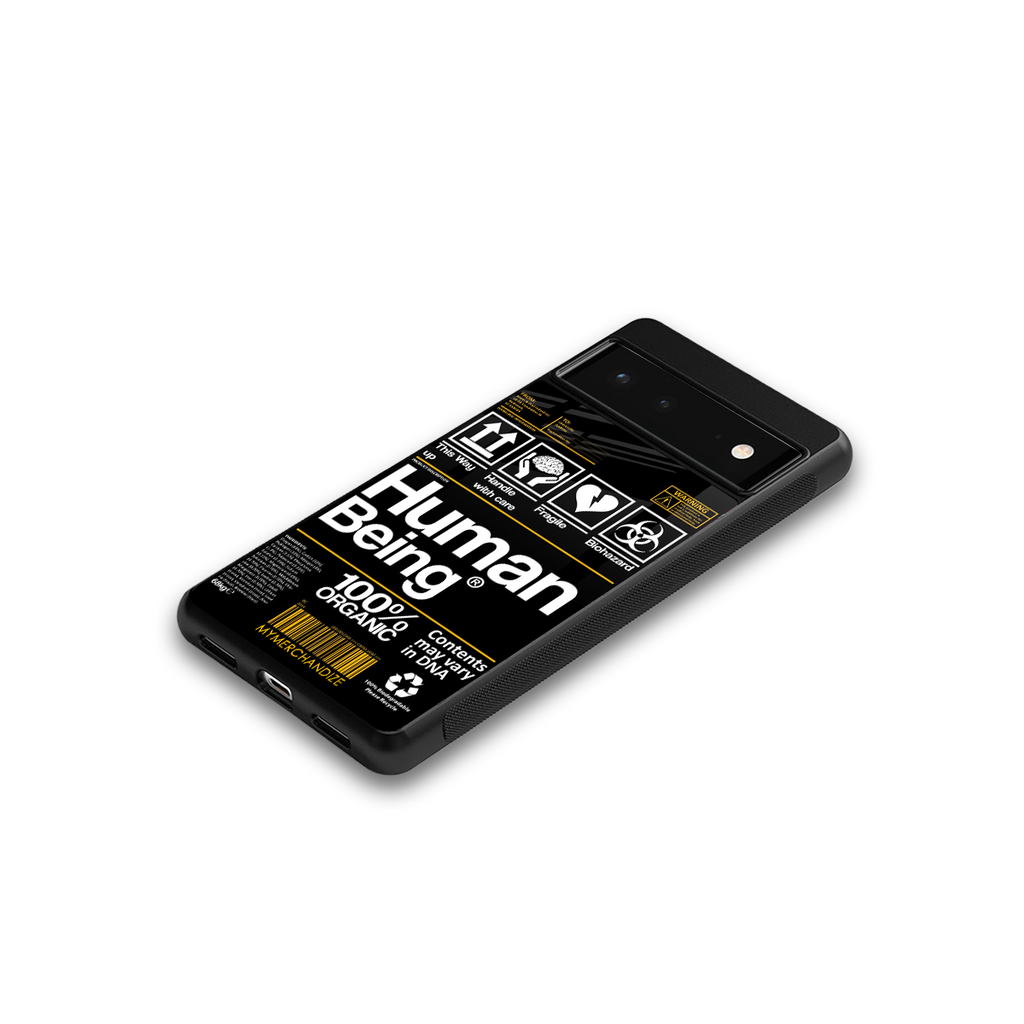 human being label back phone cover | glass case for Google Pixel 6A