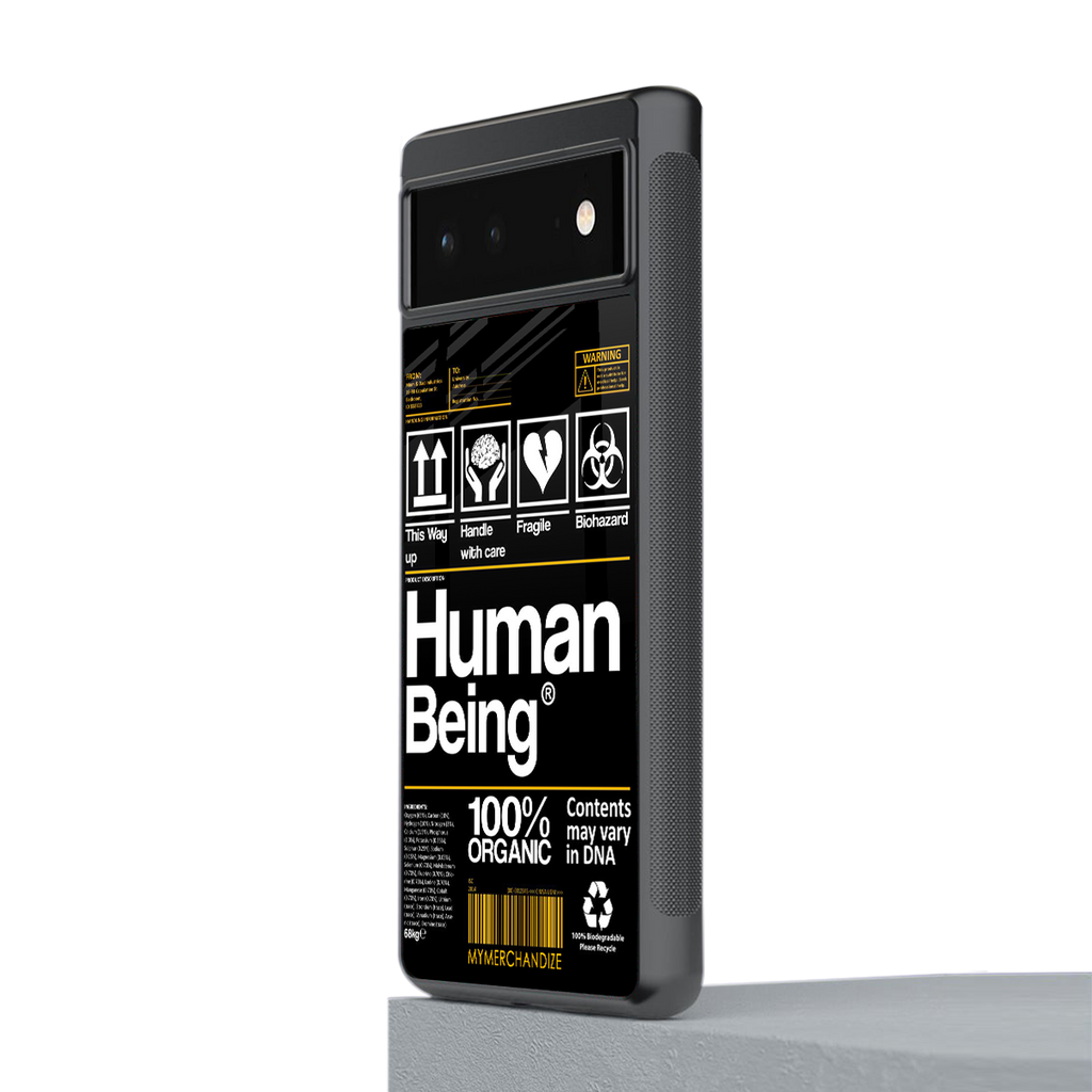 human being label back phone cover | glass case for google pixel 6
