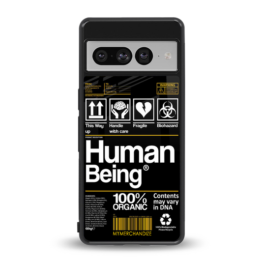 human being label back phone cover | glass case for google pixel 7 pro