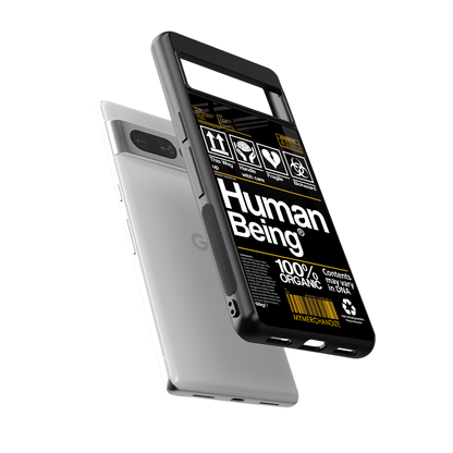 human being label back phone cover | glass case for google pixel 7 pro