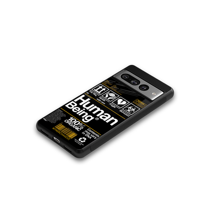 human being label back phone cover | glass case for google pixel 7 pro