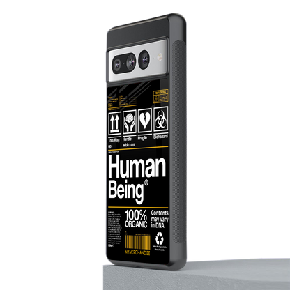 human being label back phone cover | glass case for google pixel 7 pro