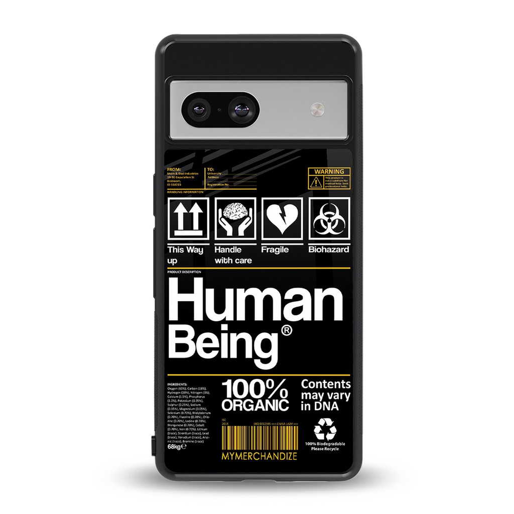 human being label back phone cover | glass case for Google Pixel 7
