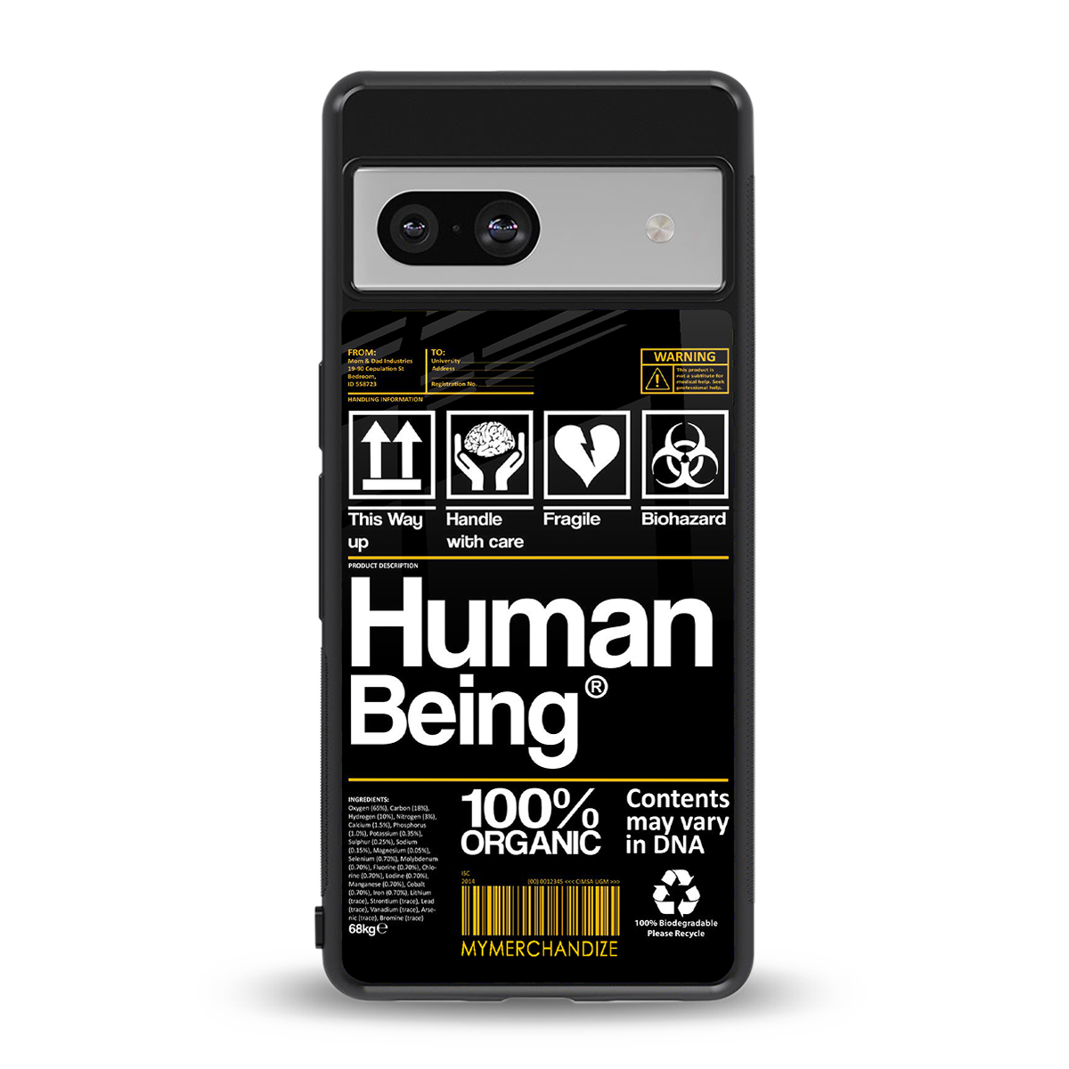 human being label back phone cover | glass case for Google Pixel 7A