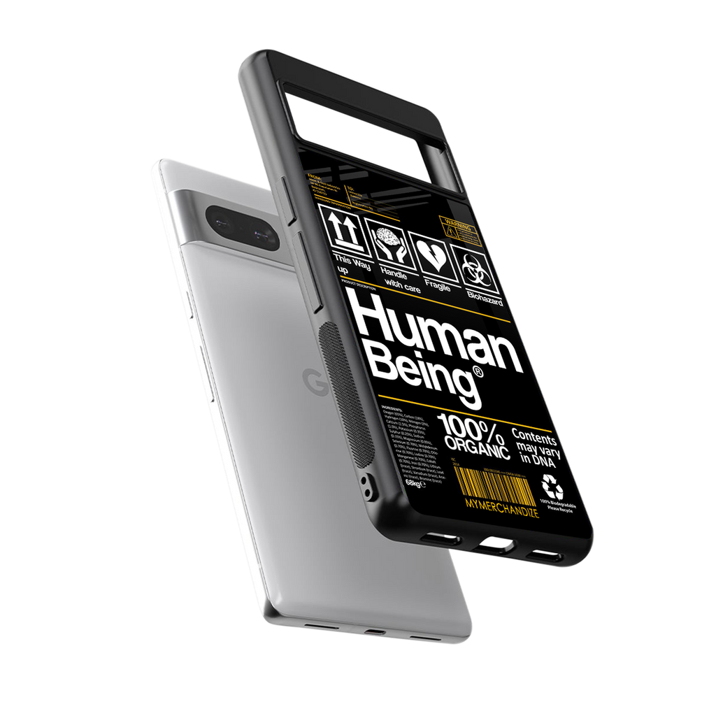 human being label back phone cover | glass case for Google Pixel 7