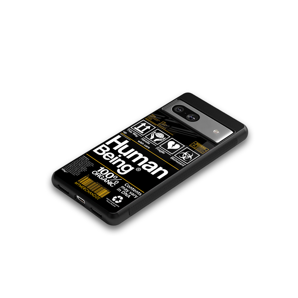 human being label back phone cover | glass case for Google Pixel 7A
