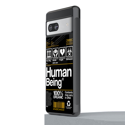 human being label back phone cover | glass case for Google Pixel 7