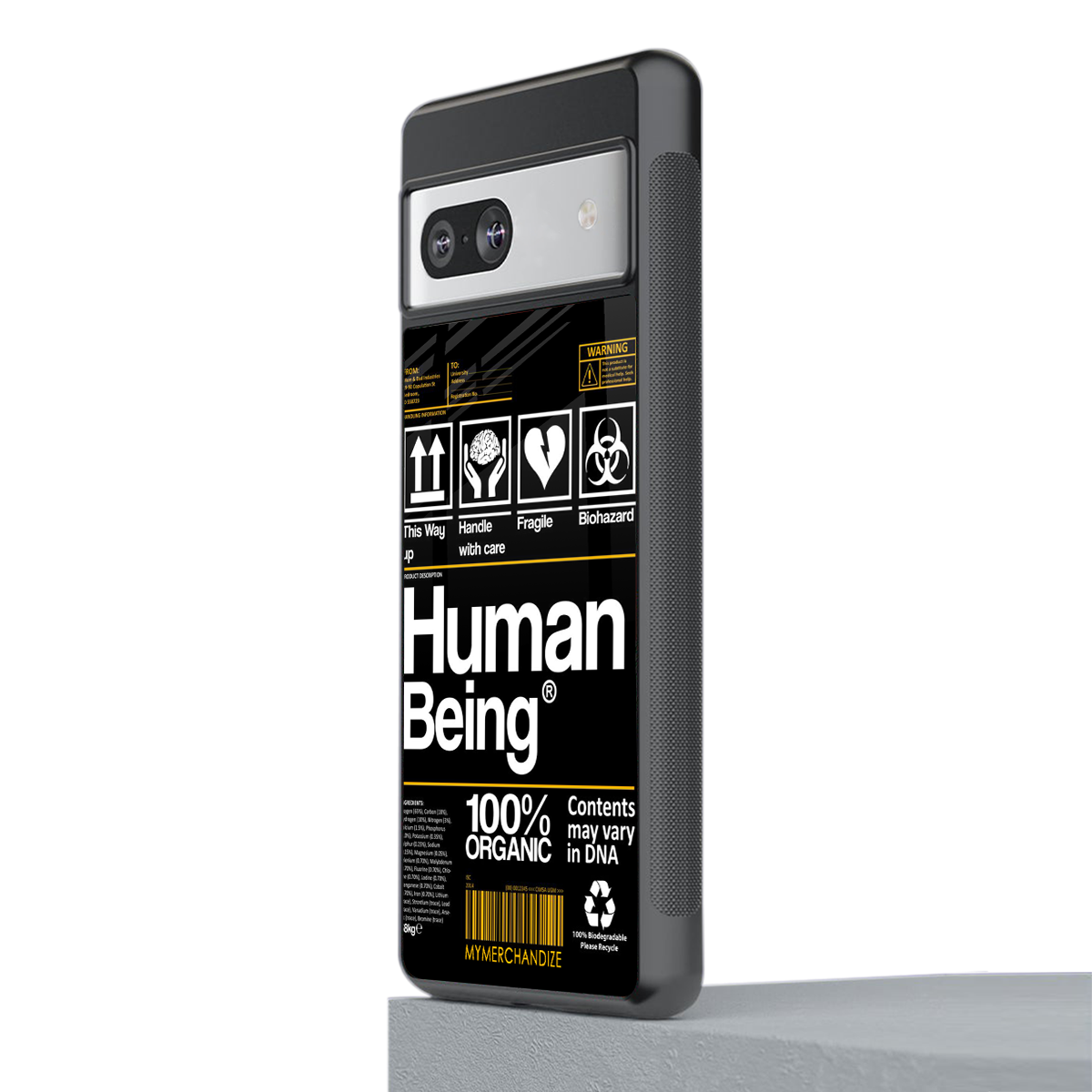 human being label back phone cover | glass case for Google Pixel 7A