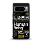 human being label back phone cover | glass case for google pixel 8 pro