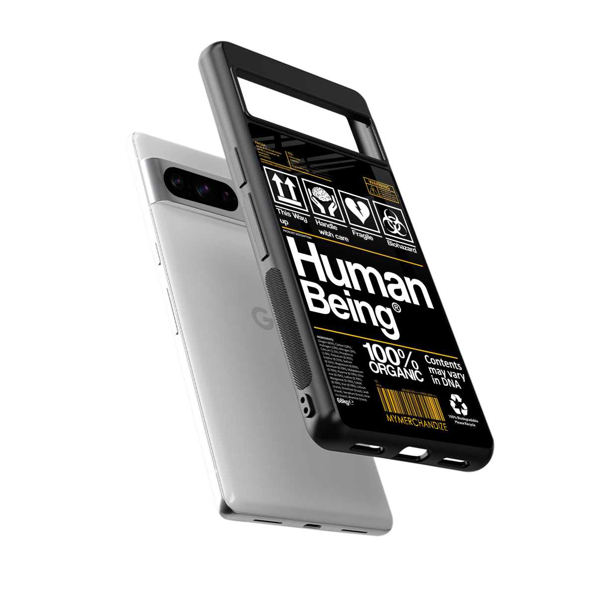 human being label back phone cover | glass case for google pixel 8 pro