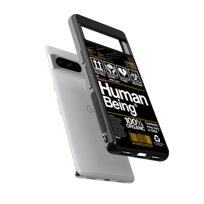 human being label back phone cover | glass case for google pixel 8 pro