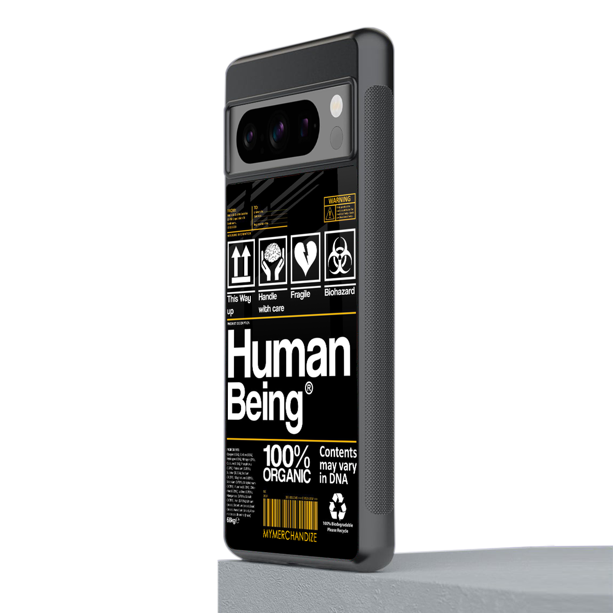 human being label back phone cover | glass case for google pixel 8 pro