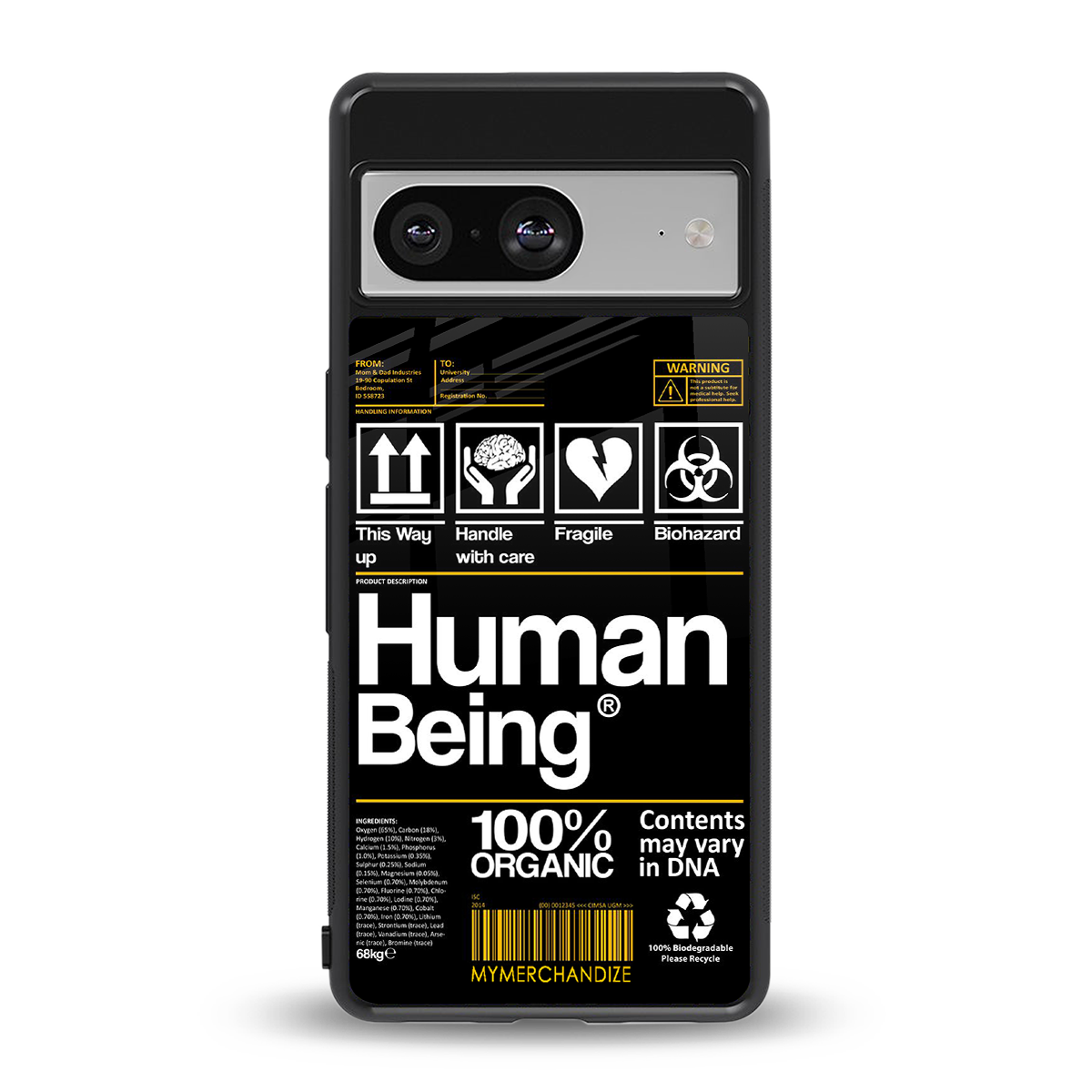 human being label back phone cover | glass case for Google Pixel 8