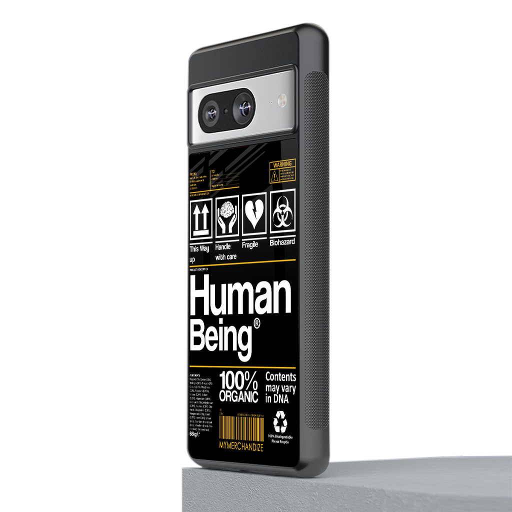 human being label back phone cover | glass case for Google Pixel 8