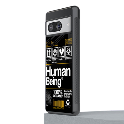 human being label back phone cover | glass case for Google Pixel 8