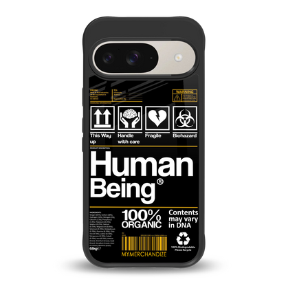 human being label back phone cover | glass case for google pixel 9