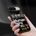 human being label back phone cover | glass case for google pixel 9