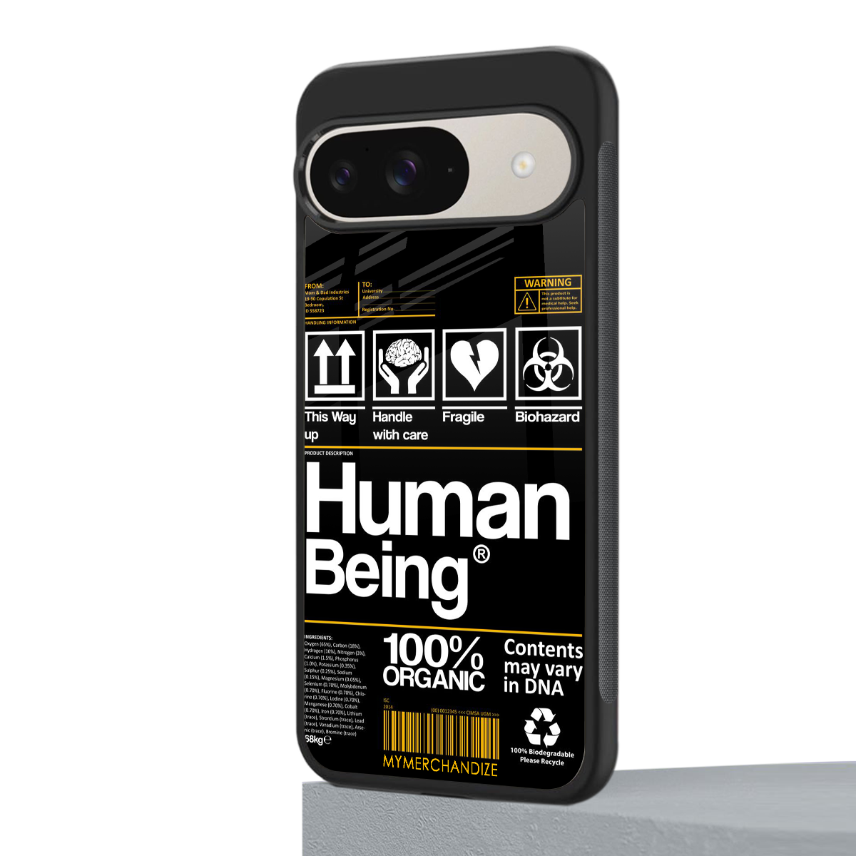 human being label back phone cover | glass case for google pixel 9