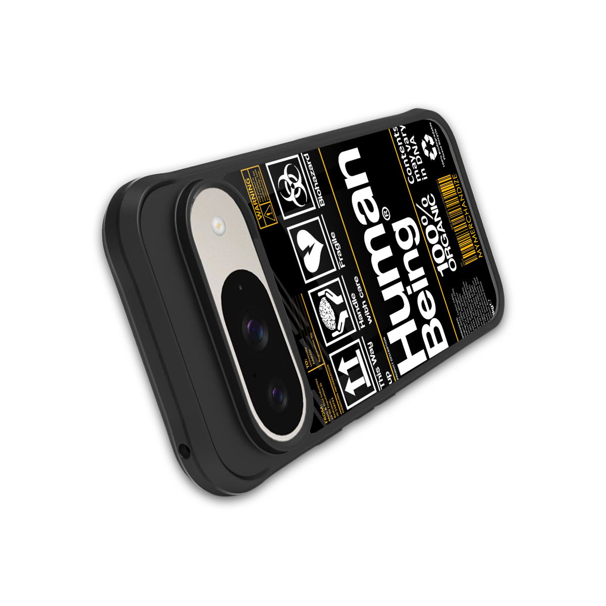 human being label back phone cover | glass case for google pixel 9