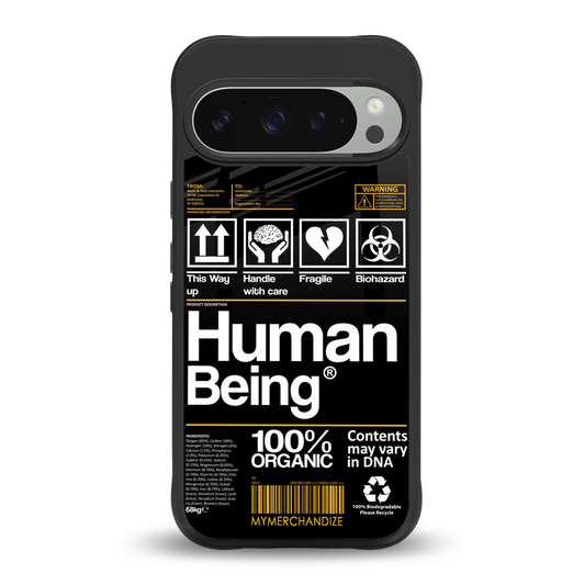 human being label back phone cover | glass case for google pixel 9 pro xl