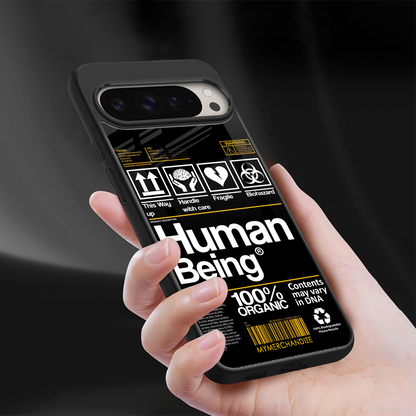 human being label back phone cover | glass case for google pixel 9 pro