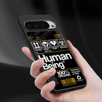 human being label back phone cover | glass case for google pixel 9 pro xl
