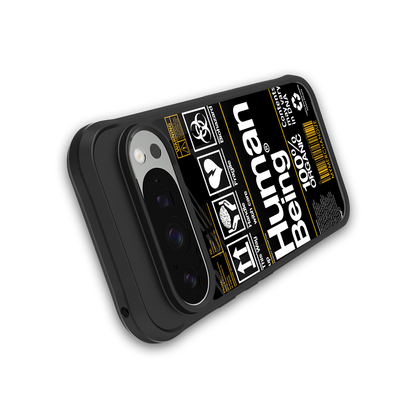 human being label back phone cover | glass case for google pixel 9 pro