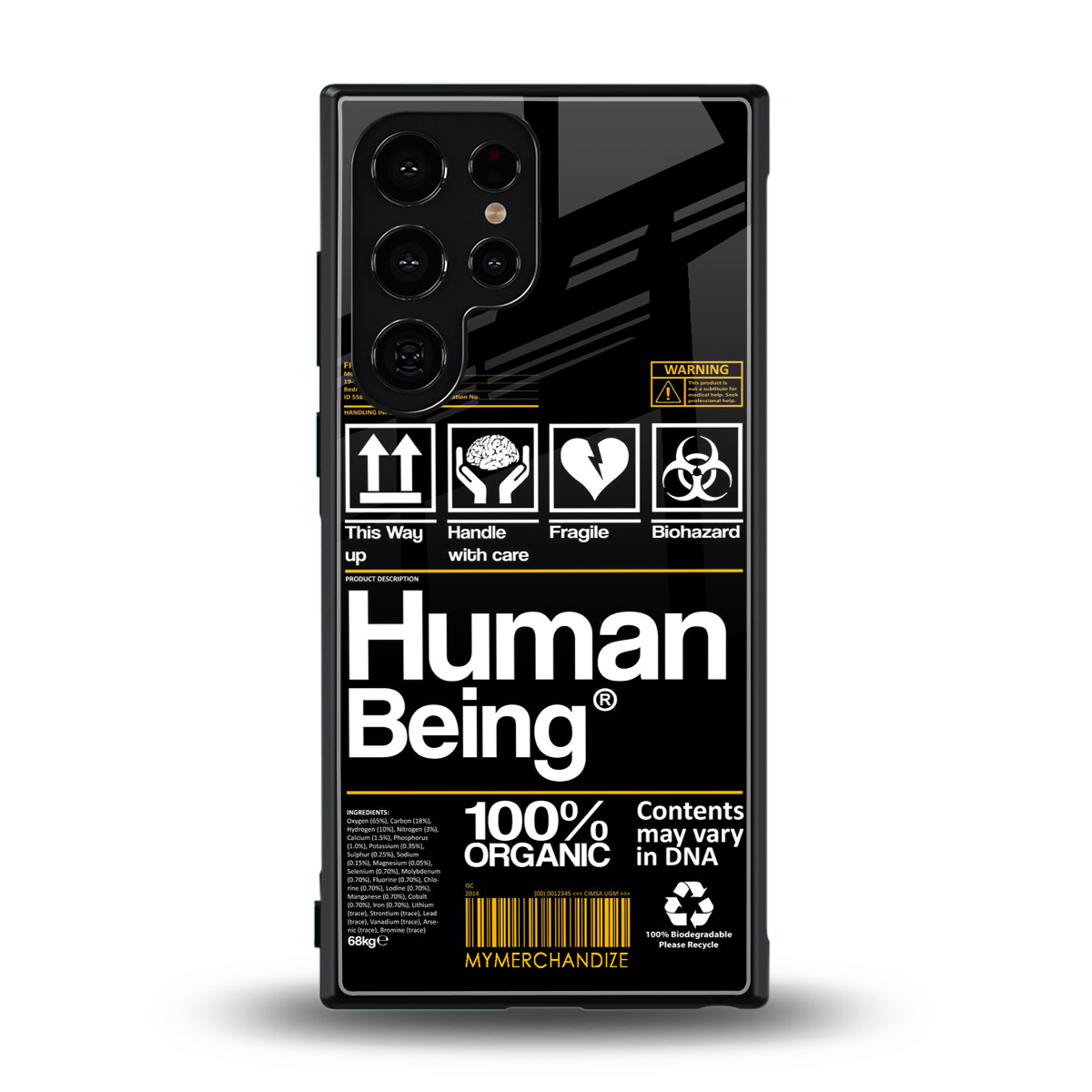 human being label back phone cover | glass case for samsung galaxy s23 ultra